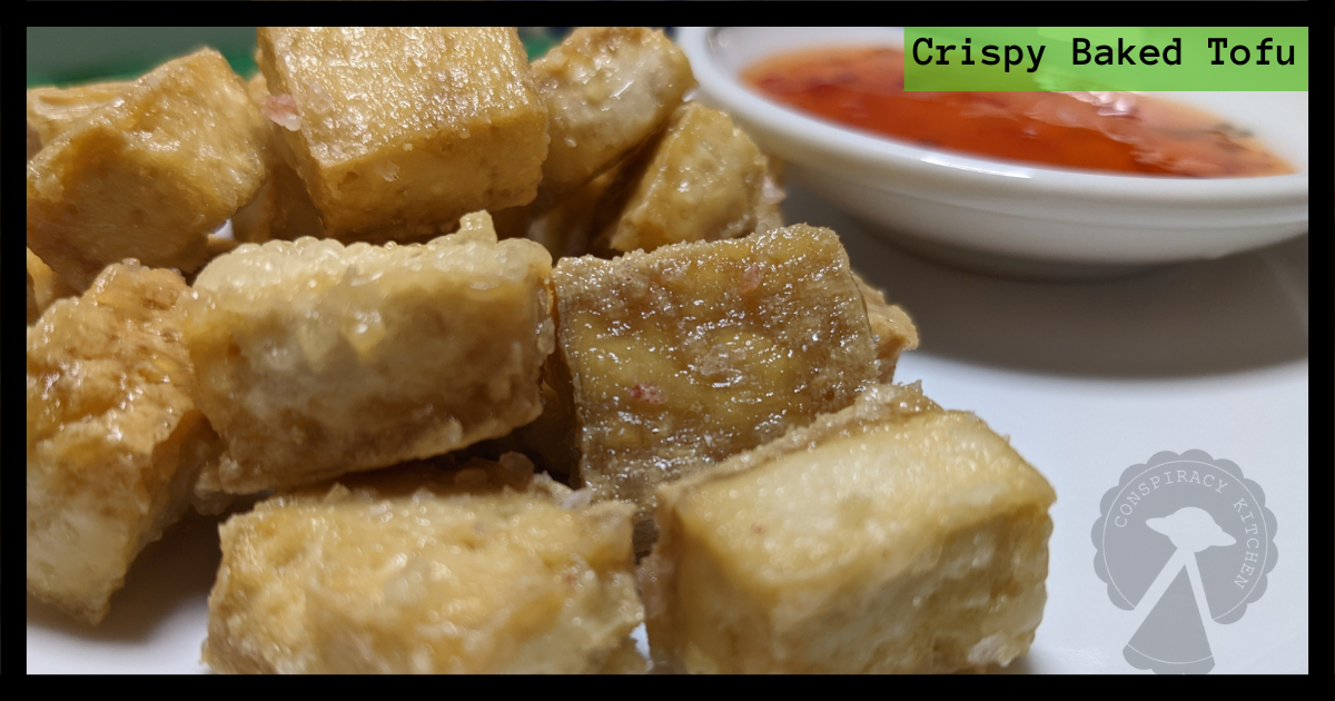 Detail of the crispy baked tofu