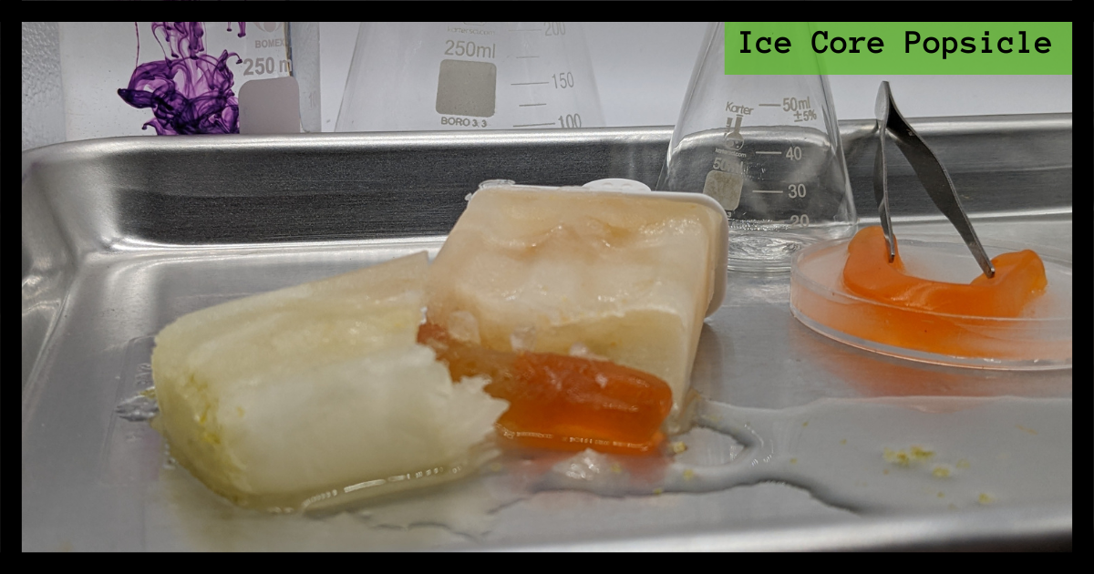 Image showing an ice core popsicle surrounded by lab equipment.